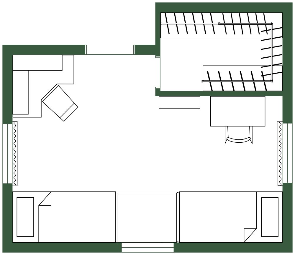 Twin Bedroom Idea 2D Floor Plan