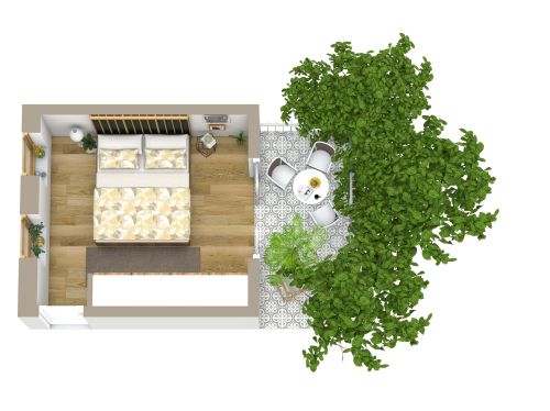 Kleines Schlafzimmer mit Balkon