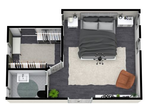 Schlafzimmer mit begehbarem Kleiderschrank