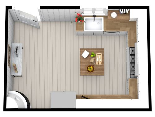 U-förmige Küche im Landhausstil