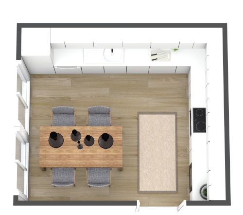 Moderne und einfarbige L-förmige Küche