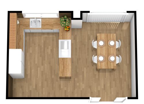 U-förmige Küche mit Halbinsel