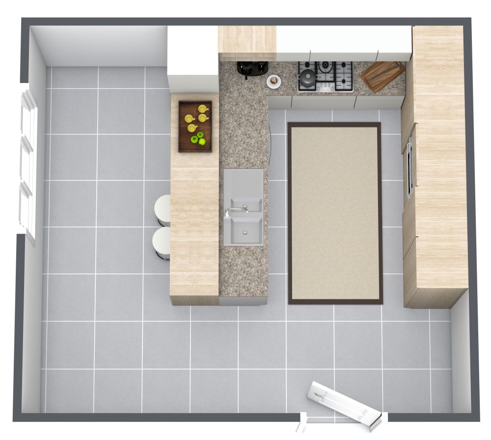 U-förmige Küche mit Frühstücksbar