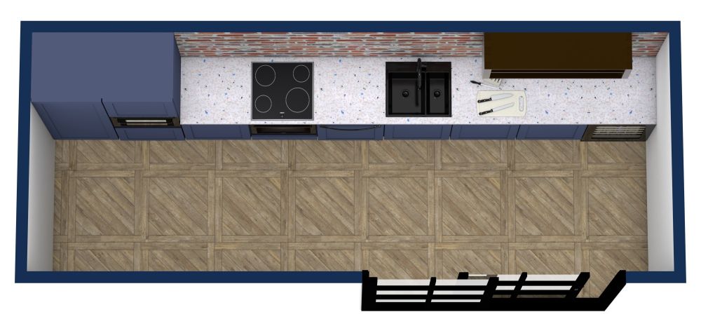 Layout für einer Küche an einer Wand