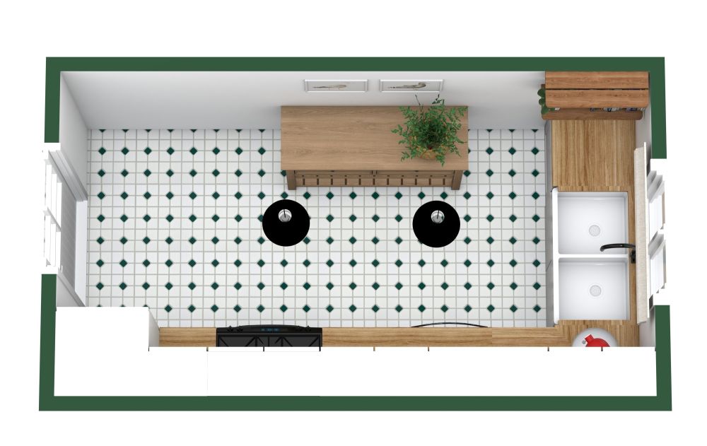 Galeerenküche im Landhausstil