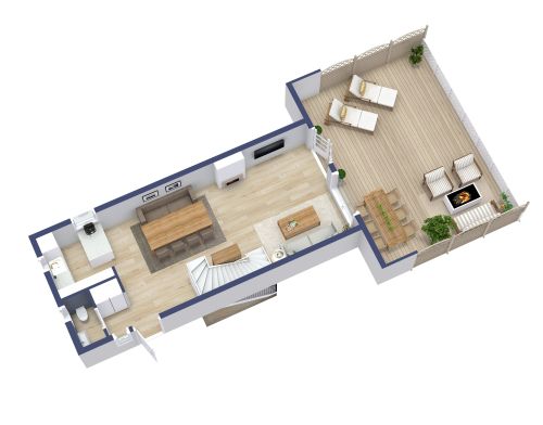 Grundriss für ein 3-stöckiges Haus mit 5 Schlafzimmern