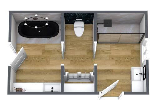 Idee für ein Badezimmer mit zwei Türen