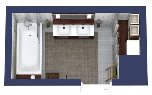 Rustikales Badezimmer mit Waschmaschine und Trockner