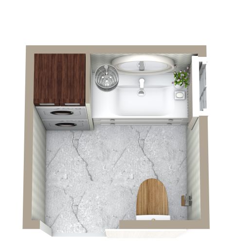 Toilette mit Waschmaschine und Trockner