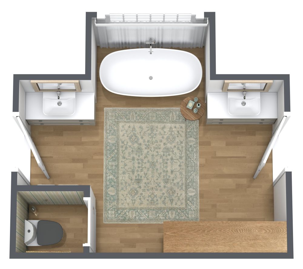 Traditionelles Badezimmer mit zwei Türen