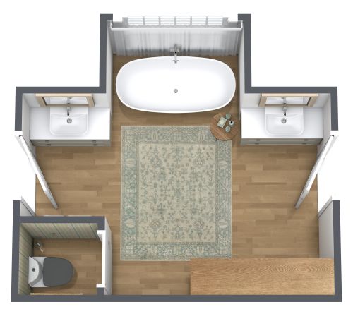 Traditionelles Badezimmer mit zwei Türen