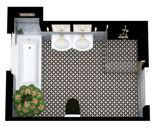 Badezimmer in Schwarz und Weiß