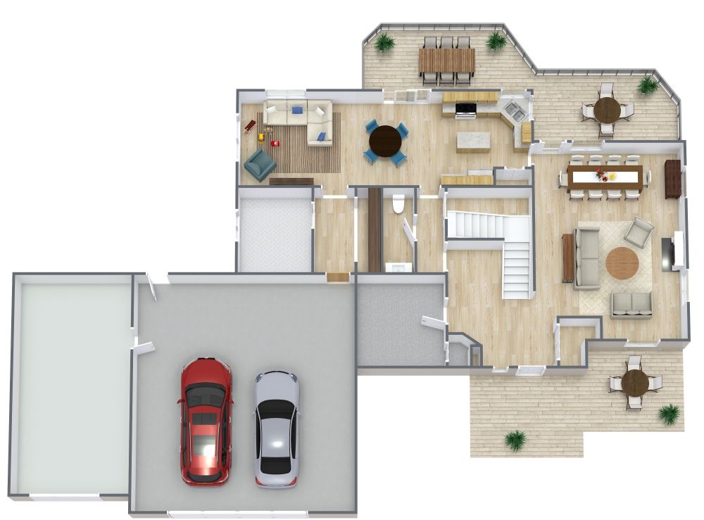 Grundriss für ein Haus mit Doppelgarage
