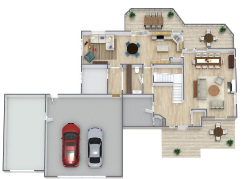 Grundriss für ein Haus mit Doppelgarage
