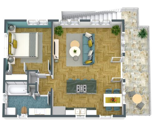 Stilvolle Garagenwohnung mit Wohnküche