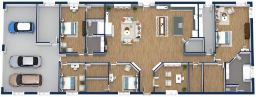 Grundriss mit 4 Schlafzimmern und 1 Arbeitszimmer