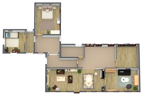 Grundriss für ein Haus mit 2 oder 3 Schlafzimmern