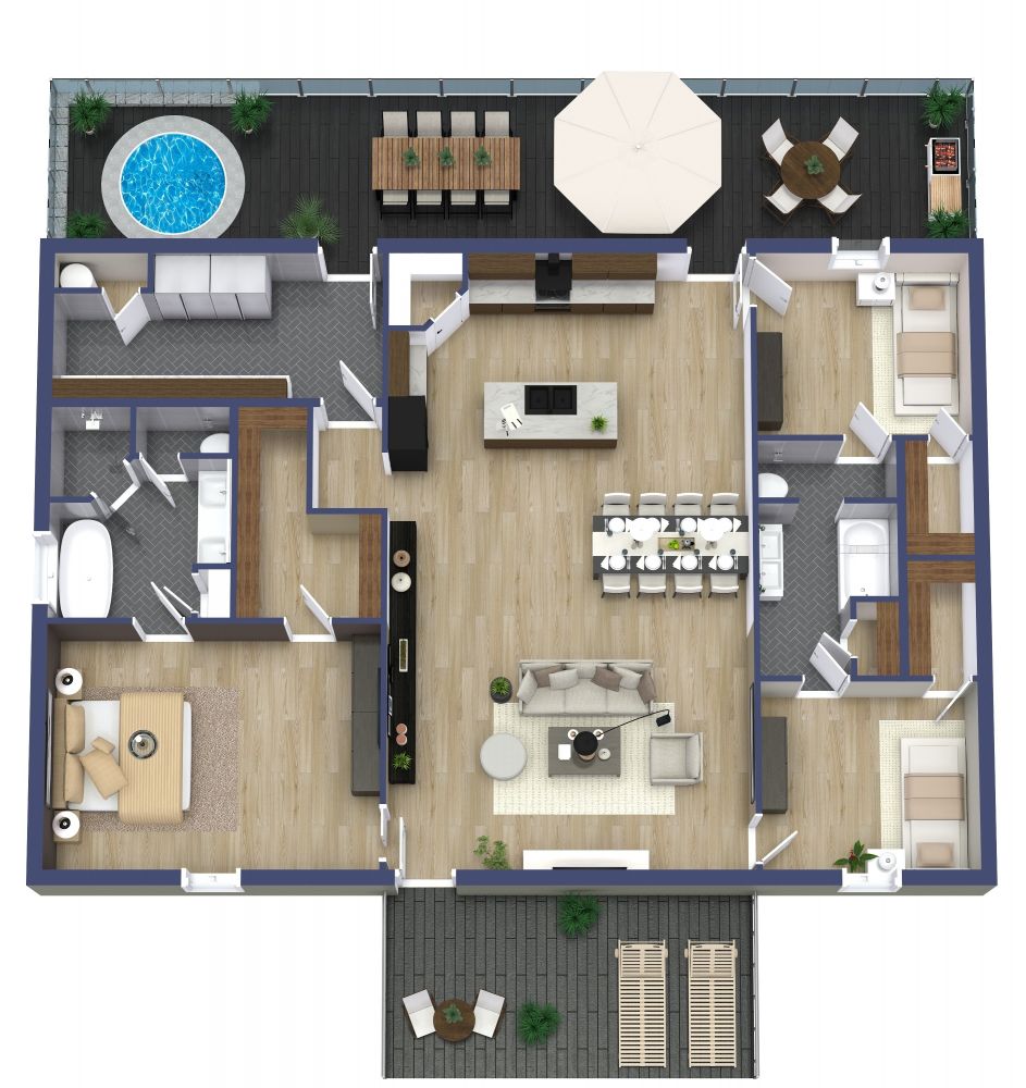 One Storey Residential House Floor Plan With Dimensions