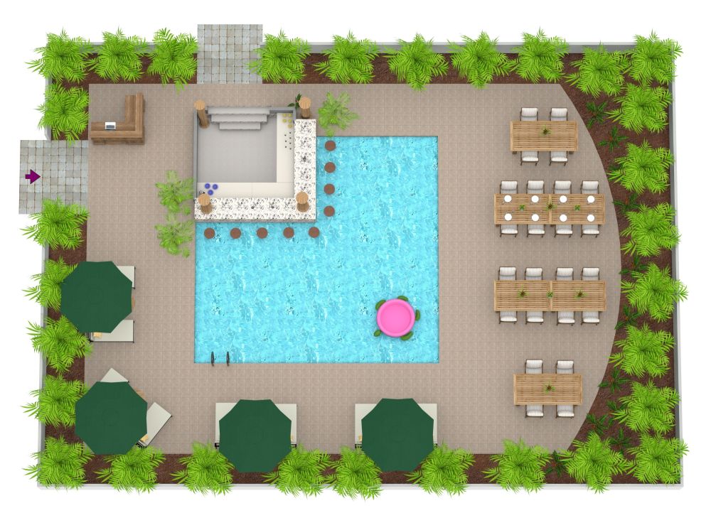 Tropisches Restaurant mit Pool-Bar