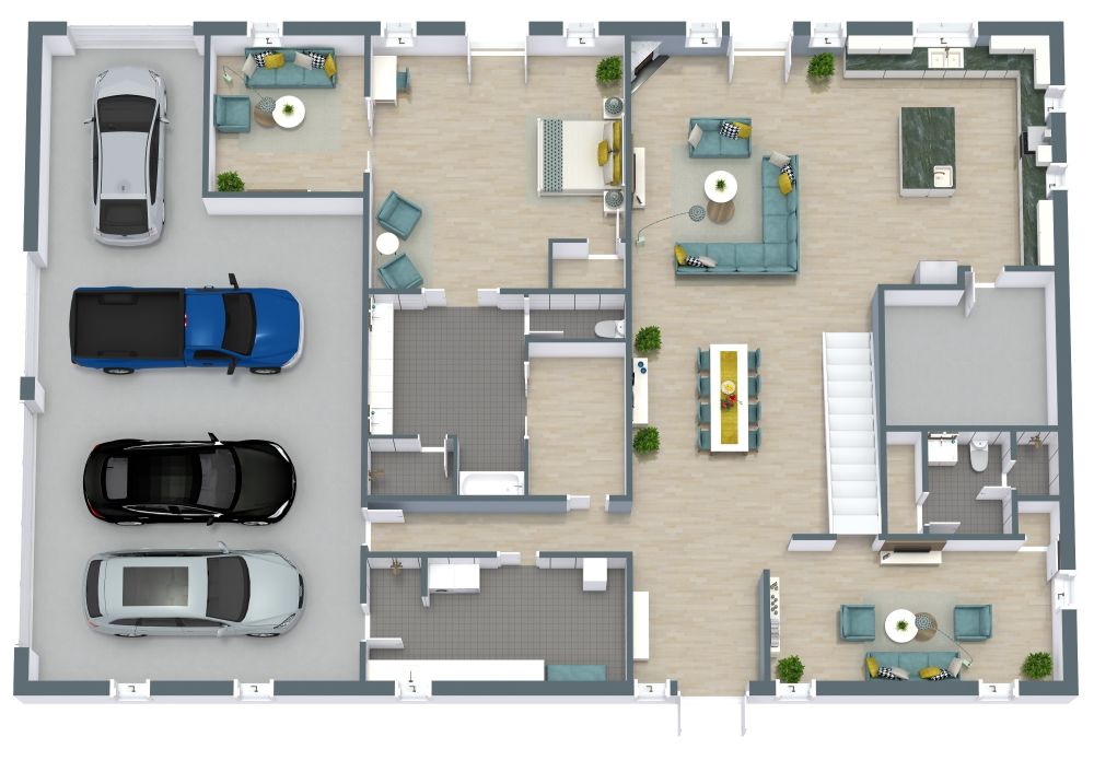 2-stöckiges Haus mit 4 Schlafzimmern und großer Garage