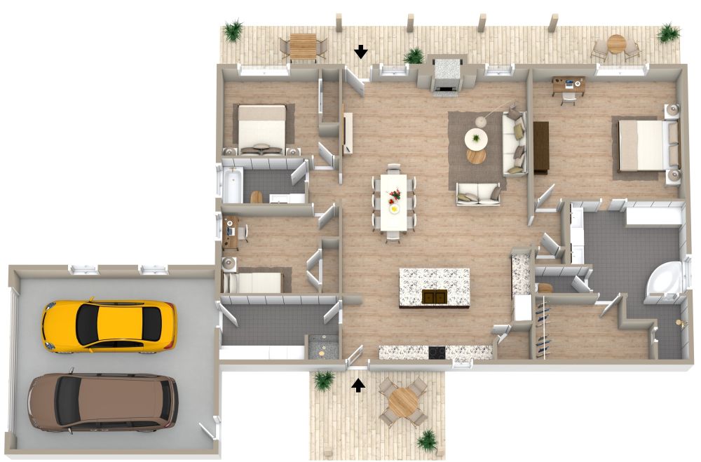 Hausplan mit 3 Schlafzimmern