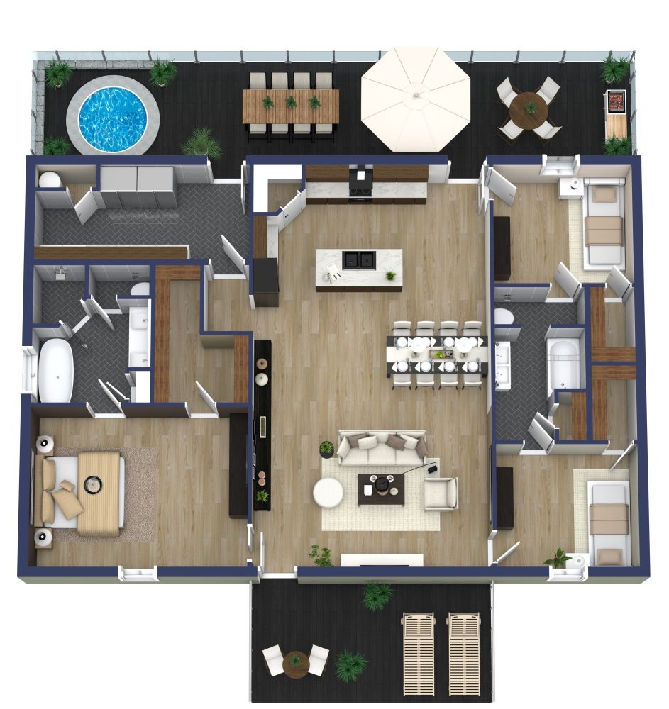 3d Wohnungsgrundrisse Mit 3 Schlafzimmern Grundriss 3 Zimmer Wohnung