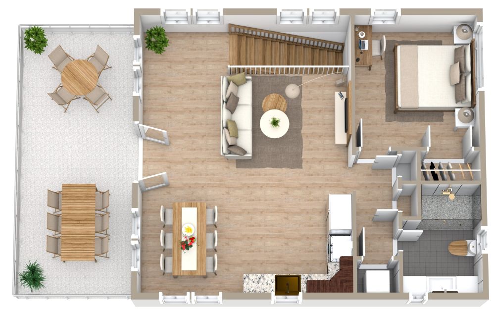 Grundriss für eine Wohnung über einer Garage