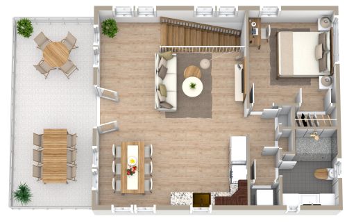 Grundriss für eine Wohnung über einer Garage