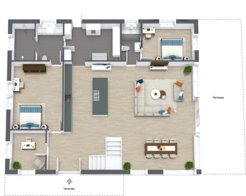 2-stöckiger Grundriss mit 4 Schlafzimmern und Hauswirtschaftsraum