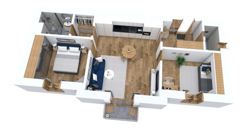 Kleines 3-Zimmer-Apartment Layout