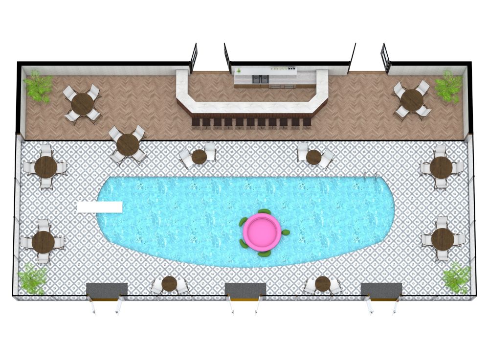 Hotelbar mit Schwimmbad