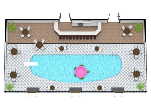 Hotelbar mit Schwimmbad