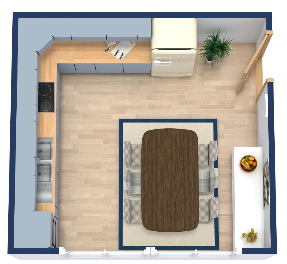 Kitchen Floor Plan with Dining Table