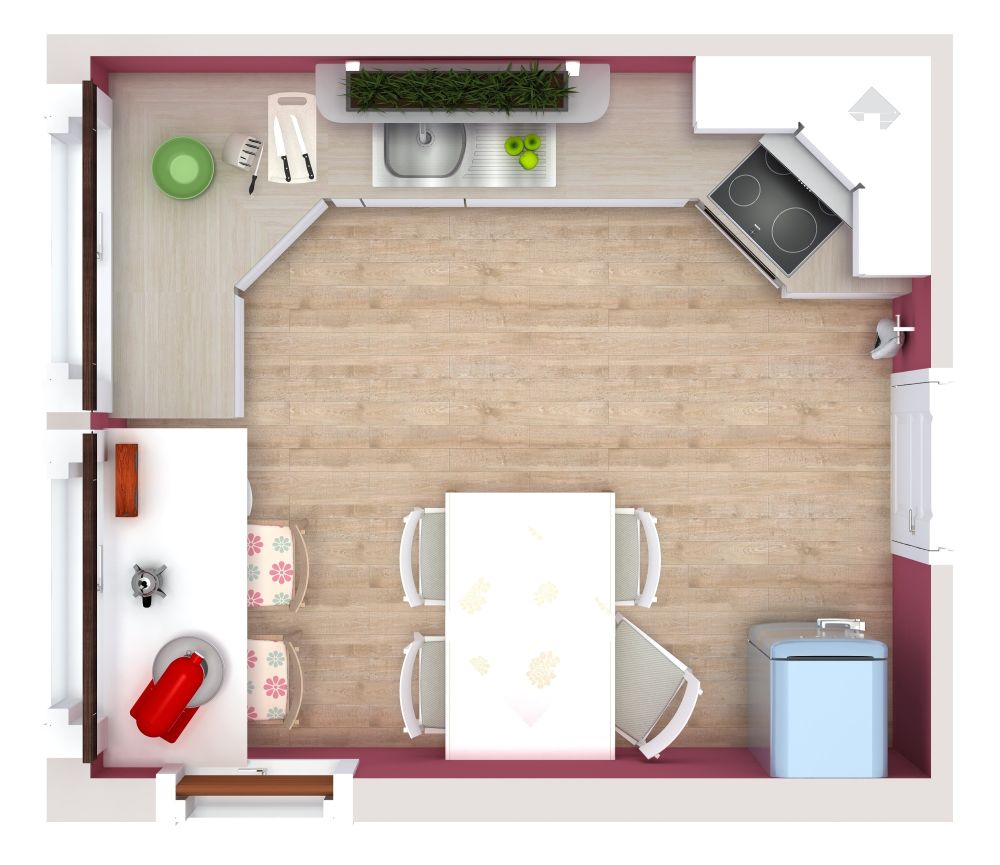 Small Kitchen 3D Floor Plan