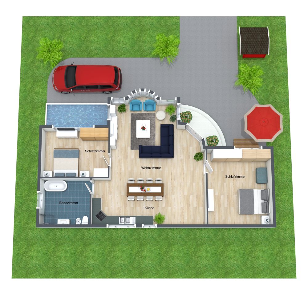 Landschaftsgestaltung für ein Wohngebiet