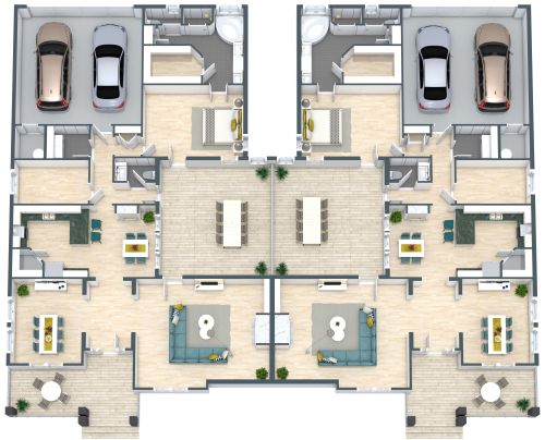 Einstöckiger Doppelhausplan