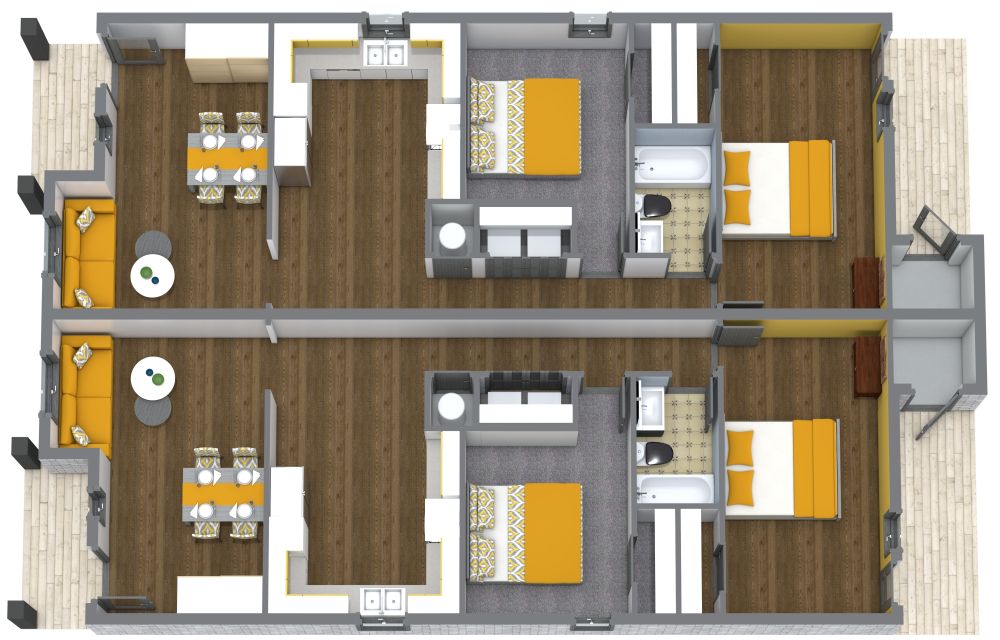 Grundriss für ein Zweifamilienhaus