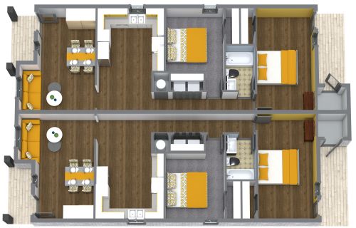 Grundriss für ein Zweifamilienhaus