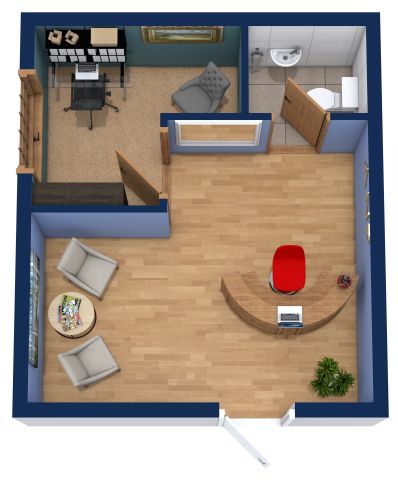 Kleines Büro mit Rezeption