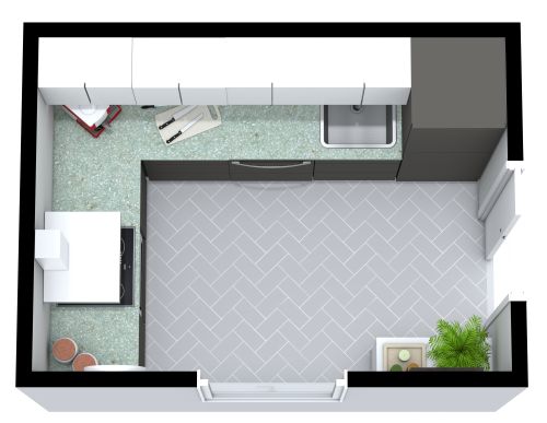 L-förmige kleine Küche