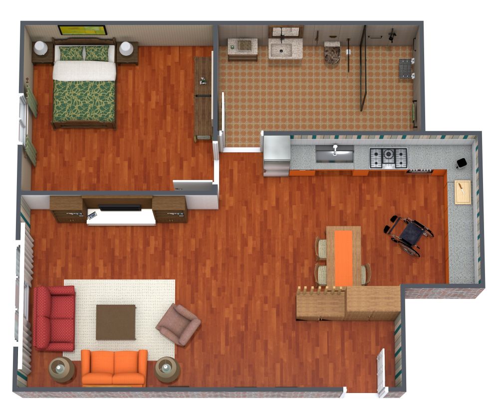 Floor Plan with Wheelchair Accessible Bathroom