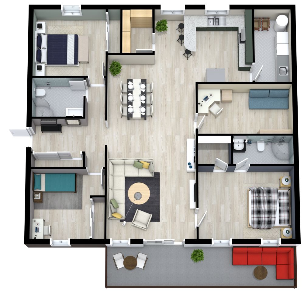 1700 sq ft Apartment Plan
