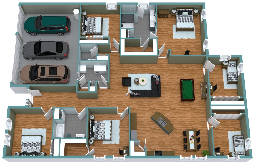 6 Bedroom Barndominium Floor Plan
