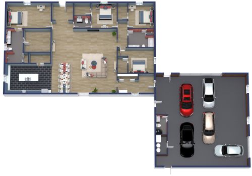 Large Barndominium Floor Plan with Garage