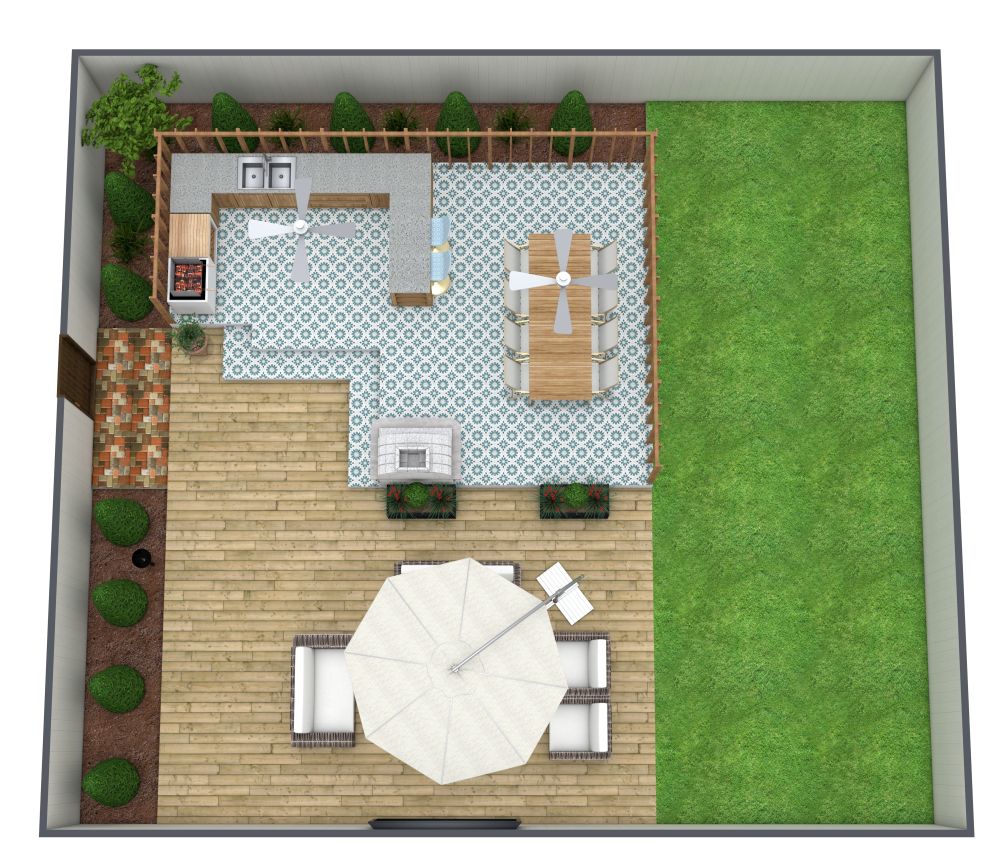 U-Shaped Outdoor Kitchen