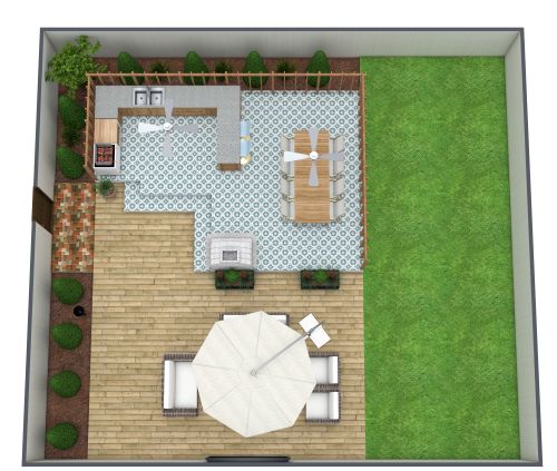 U-Shaped Outdoor Kitchen