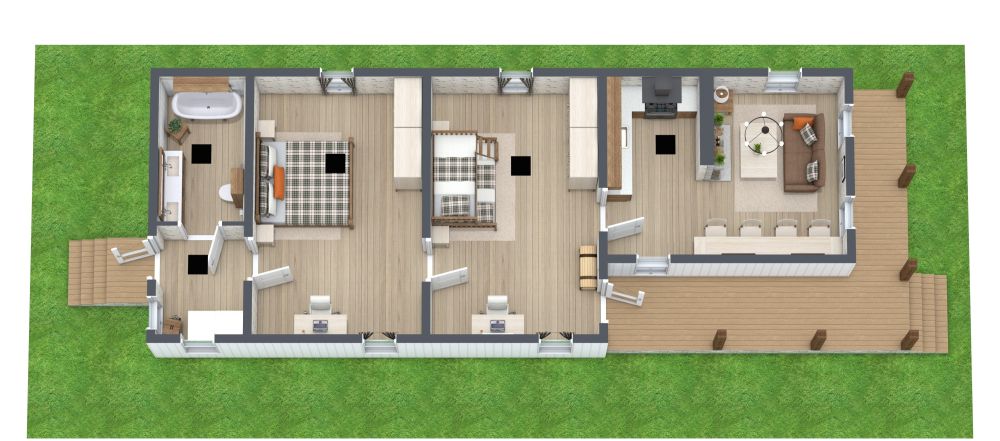 Original Shotgun House 3D Floor Plan