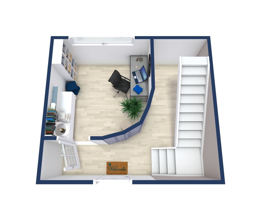 Space Efficient Home Office with Lots of Light