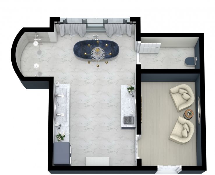 Transitional Bathroom Layout 3D Floor Plan