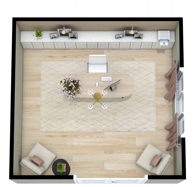 Spacious Home Office 3D Floor Plan